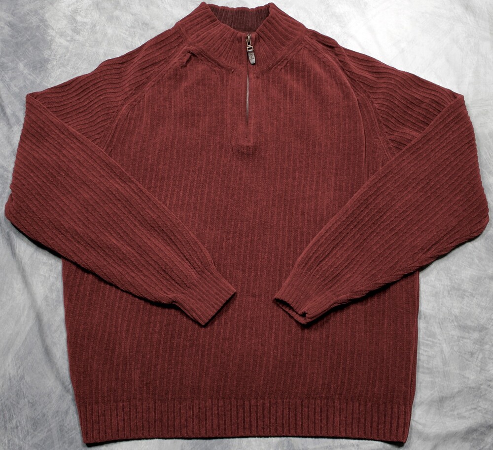 Tommy Bahama Long Sleeve Ribbed 1/4 Zip Pullover Mens XL Red